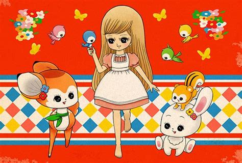 Retro Illustrations by Marron Nagao | 昭和レトロ イラスト, うさぎ イラスト かわいい, ヴィンテージイラスト
