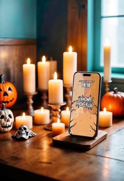 phone halloween device mockup premium ai generated psd