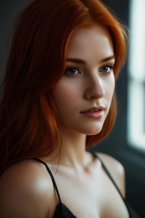 close    woman  red hair   black top seaart ai