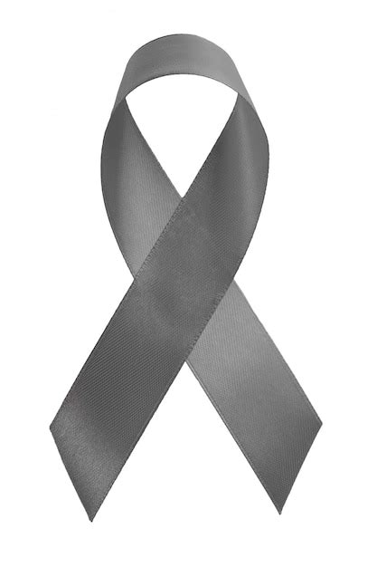 Premium Photo | Grey ribbon isolated on white. parkinson's disease or brain cancer awareness ...