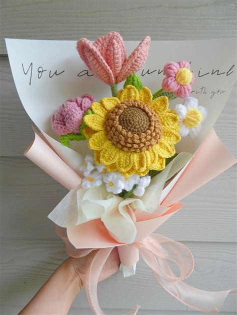 Crochet Flowers Bouquet Handmade Finished Product Rose - Etsy