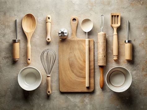 Minimalist Kitchen Essentials a Culinary Collage Featuring Rolling Pin ...