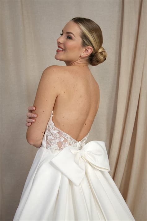 Bow Back Strapless A-Line Ballgown - Emma Bridals