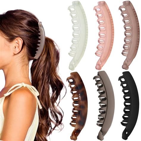 Amazon.com : 6 Pack 5 Inch Banana Hair Clips for Women Thin Fine Thick