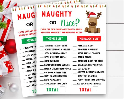 Naughty or Nice Christmas Game, Christmas Games for Adults, Christmas