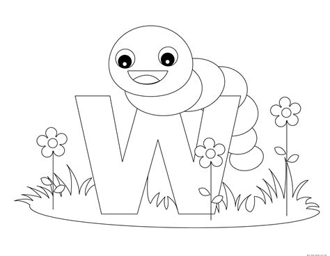 printable alphabet letters with animals letters w is for worm