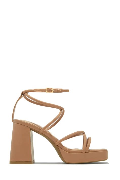 Miss Lola | Kaylie Nude Platform Block Heels – MISS LOLA