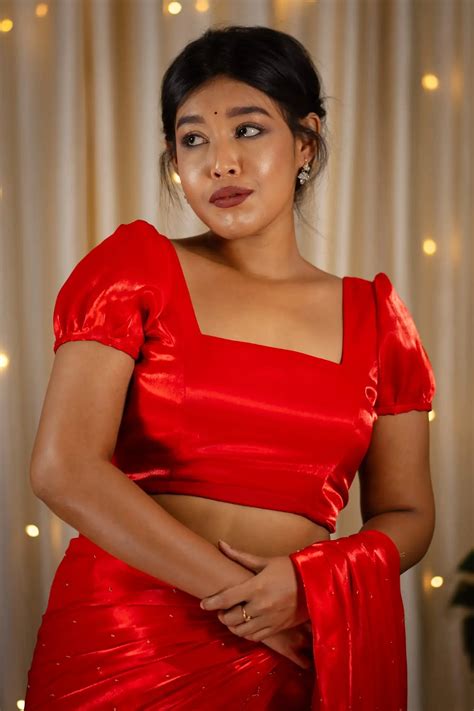 Red Puff Sleeve Blouse | Party Wear Blouse | I Love Sarees - I Love Sarees