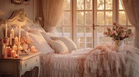 Premium Photo | A photo of a French country bedroom lace curtains