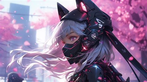 anime girl cyberpunk sci fi cherry blossom  kurtoglu  deviantart