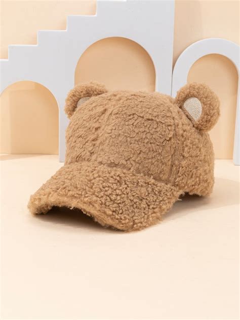 cartoon ear decor fuzzy baseball cap beanie hats  women cartoon
