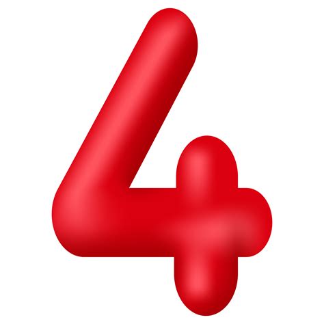 Red 3d number four isolated on transparent background. Decorative ...