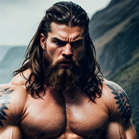 Premium Photo | Muscular man warrior tattooed viking vibe war beginning