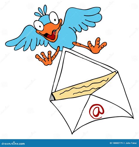 bird delivering email stock vector illustration  doodle
