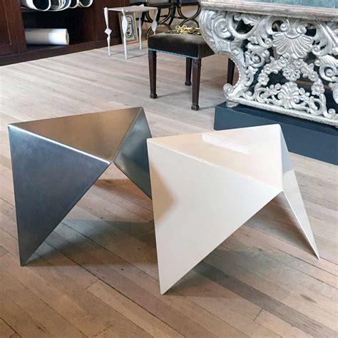 steel triangular table gerald bland