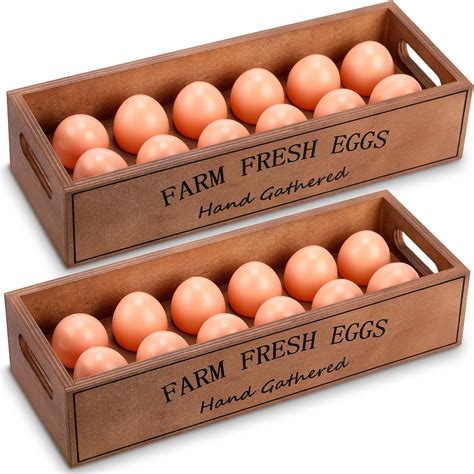 Amazon.com: Wenqik 2 Pieces Farm Wooden Eggs Crate for 12 Fresh Eggs ...