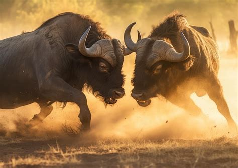 buffalo fight images    freepik