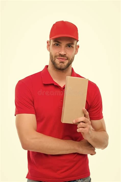 For Delivery. Package Boy in Uniform Isolated on White. Delivery Man ...