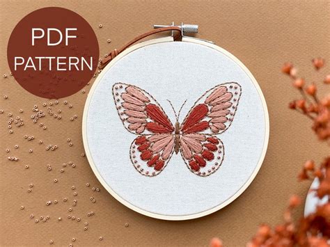 Butterfly Embroidery Pattern Pdf, Beginner Embroidery Pdf Pattern, Hand Embroidery Butterfly ...