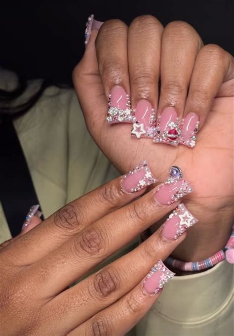 junk nails | Acrylic nails, Acrylic nails coffin pink, Short square ...