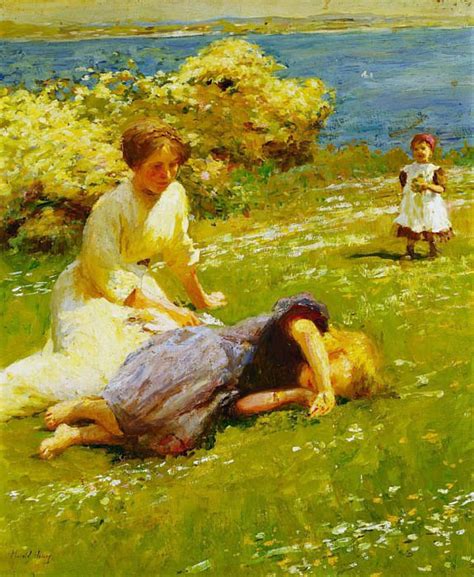 Девушки на вершине скалы (картина) — Гарольд Харви