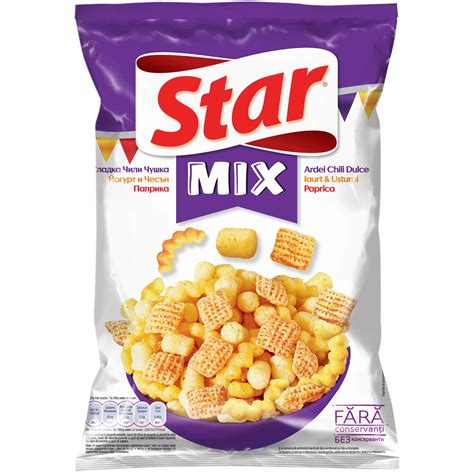 Mix de snacks cu gust de ardei, paprica si iaurt cu usturoi Star Snacks