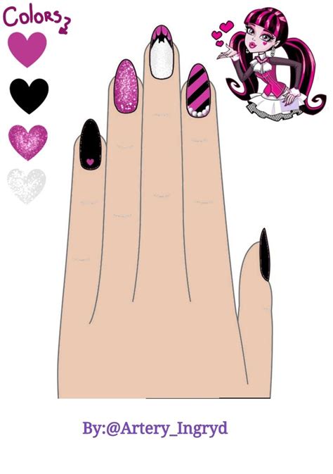 draculaura monster high inspo nails unhas decoradas desenhos unhas