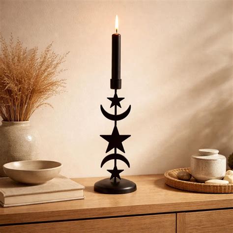 minimalist metal candle holder moon  star totem modern