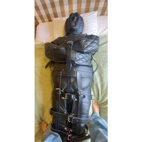 Real Cow Leather Sleep Sack Bondage Body Straitjacket and Legs Binder