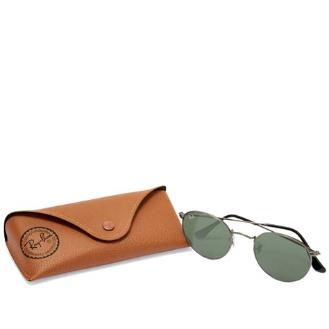 Ray Ban Round Sunglasses Matte Gunmetal & Crystal Green | END.