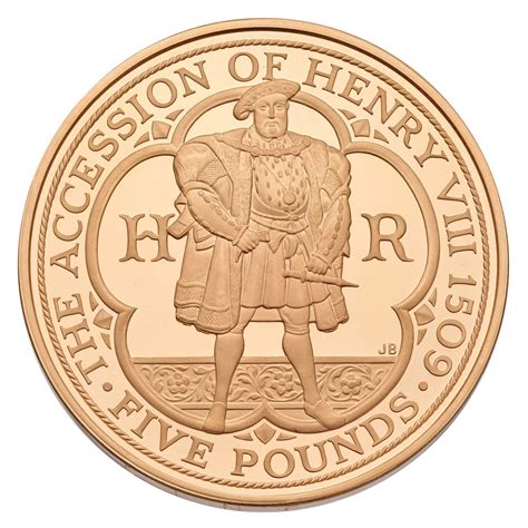 Lot 192 - UK, Gold Proof Five Pounds 2009, Henry VIII