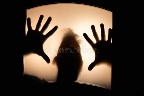 Scary Picture of Hands Behind Glass, Horror Ghost Woman Behind Door ...