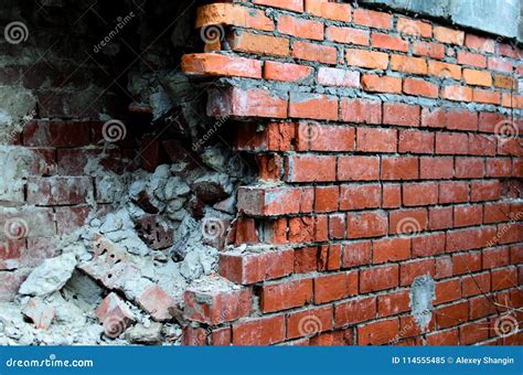 broken wall  bricks stock image image  vandalism