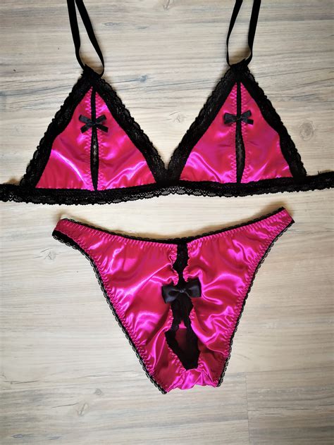 black crossdresser lingerie satin lingerie male lingerie set