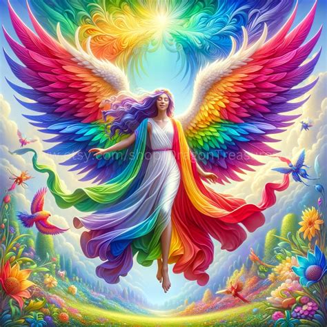 Rainbow Angel Download: Digital Art, Instant Downloadable Wallpaper