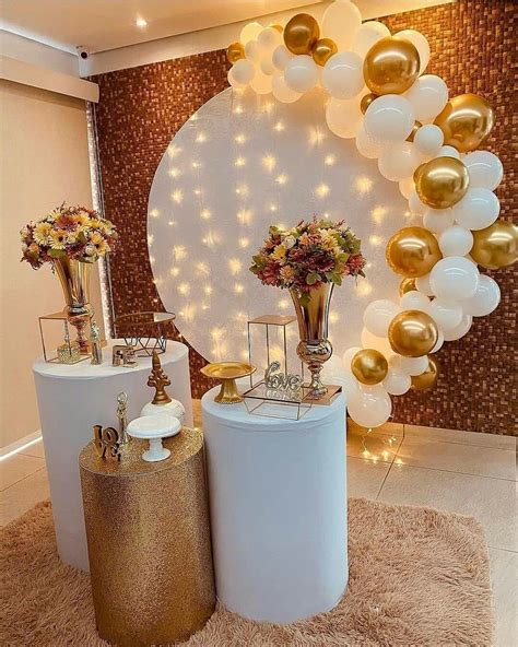 Decoração De Festa Dourado E Branco - Decoração de aniversário de 15 ano branco com dourado | Festa de ...