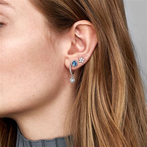 Square Sparkle Hoop Earrings | Sterling silver | Pandora US