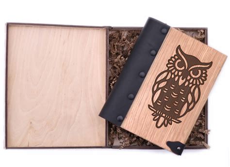 Блокнот WOODEN NOTEBOOK Сова 03 Деревянная обложка А6 в точку 80 листов ...
