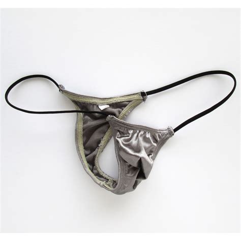 K2059 Mens Micro Smallest Bikini String waist shiny satin knit nylon