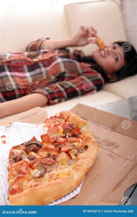Eating pizza stock photo. Image of diet, eating, food - 9810274