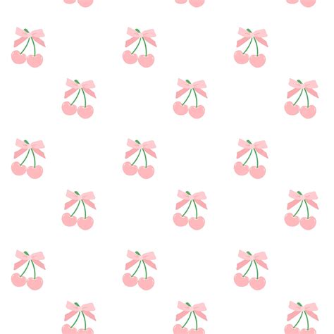 Premium Vector | Cute coquette cherries adorned with pink ribbon bow