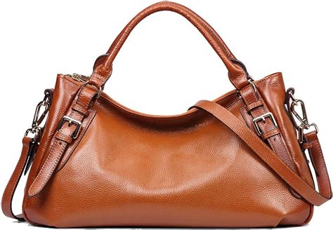 Kattee Women's Soft Genuine Leather Satchel Purses Top Handle Crossbody