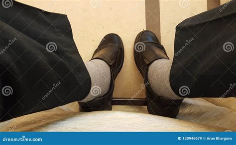 Two Feet with Formal Black Shoes Stock Image - Image of pant, shoe ...