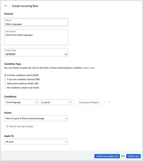 Incoming Rules | Zoho Mail Admin Console