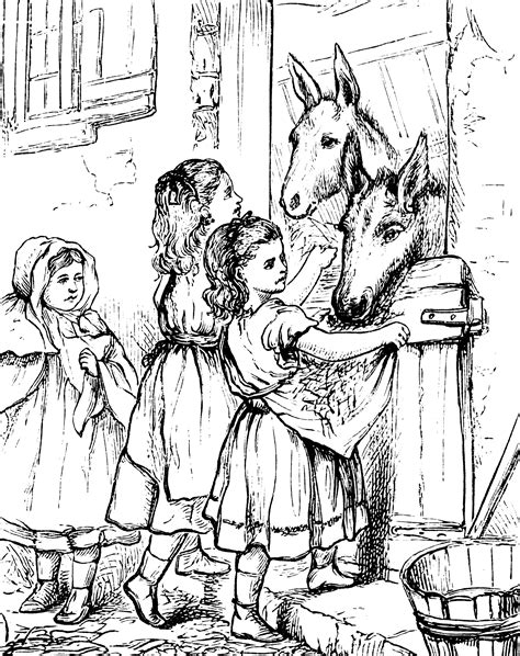 Girls and Donkey | ClipArt ETC