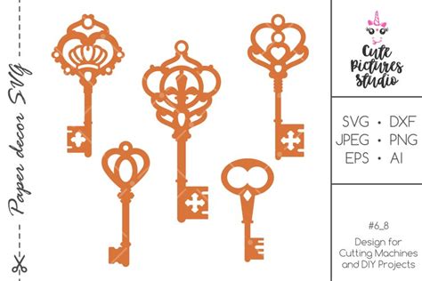 Vintage key SVG cut file, keys set SVG, Key clipart png