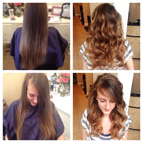 Before/after balayage ombré highlights natural honey hair | Honey hair ...