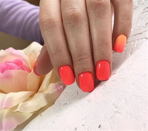 Короткие оранжевые ногти: 30 ярких и модных идей для элегантных леди ...
