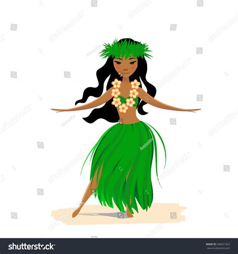 Hawaiian Girl Dancing Hula Isolated On Stock Vector (Royalty Free