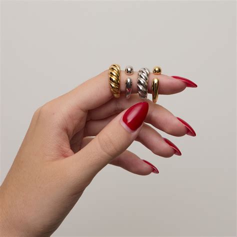 ring collection nickel suede